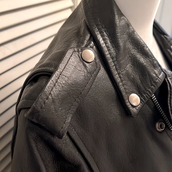 Leather Men Brand Vintage Real Leather Motorcycle Moto Biker Jacket size 36 - Picture 6 of 15